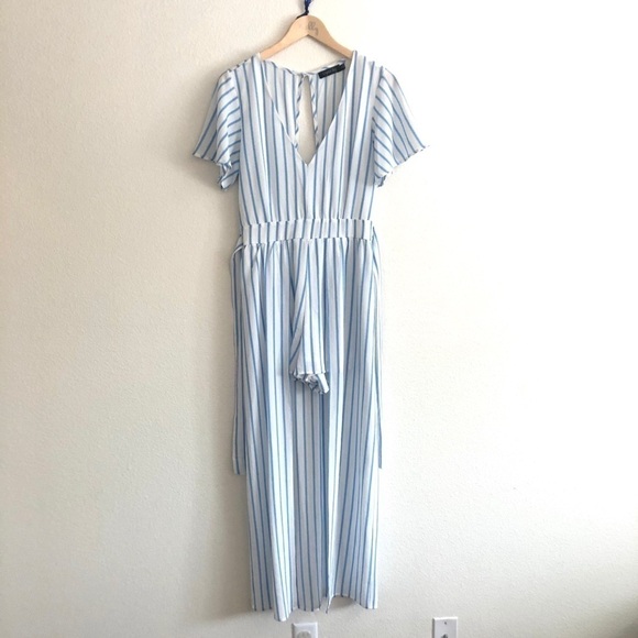 Crystal Sky Striped Romper With Maxi Skirt - Picture 1 of 4